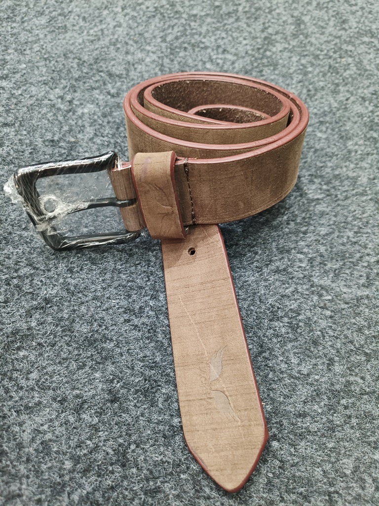 Leather Belt Patched Dark Tan Brown