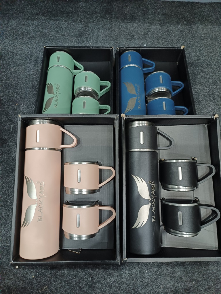 Bottle & 3 Cups Steel Flask – 500 ml